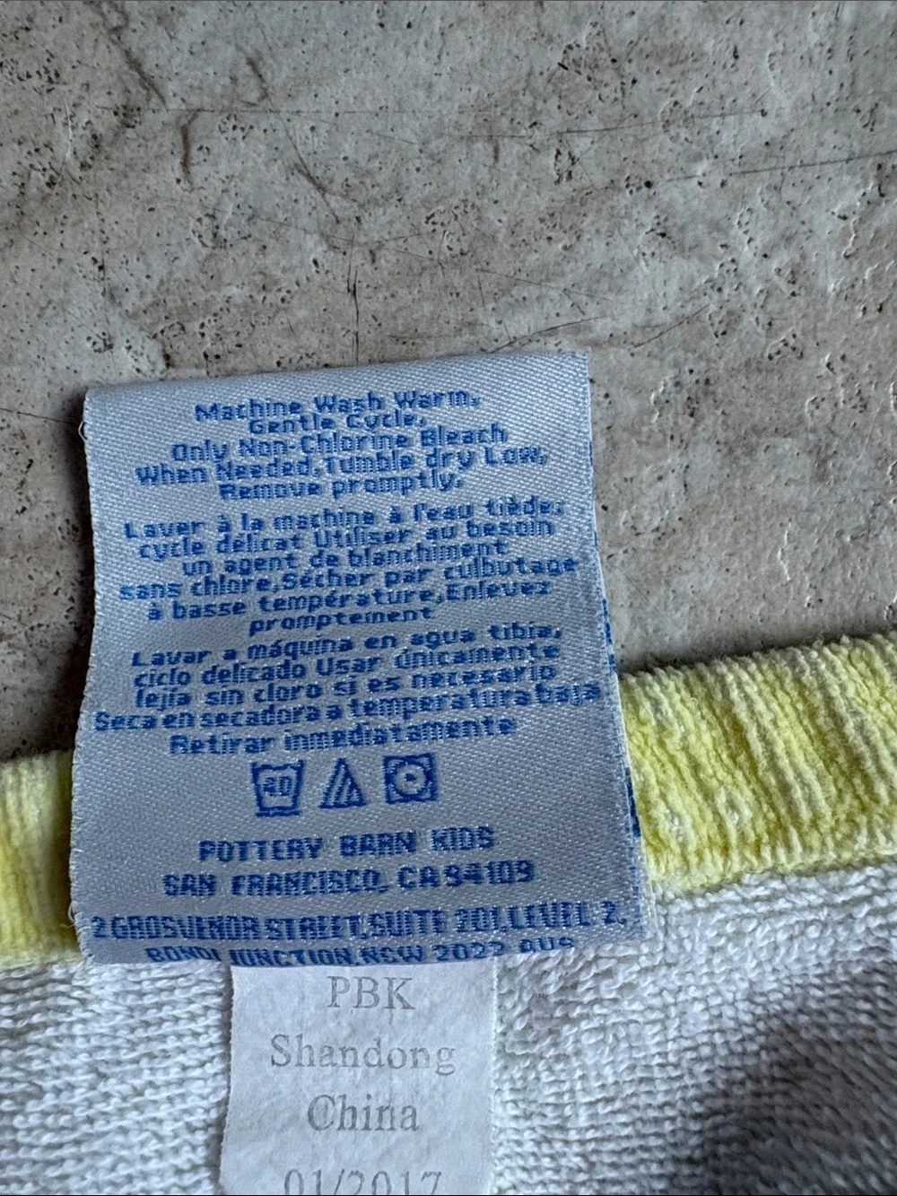 Pottery Barn Kids Yellow Hooded Baby Towel with Bunny Face Print
